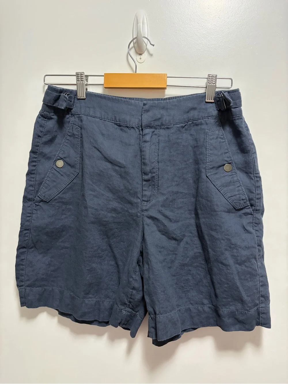Athleta Voyager 100% Linen Short Blue Womens Size 8